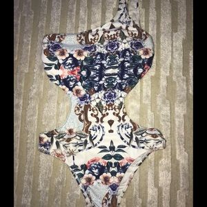 Rachel Roy one shoulder floral swimsuit (S)